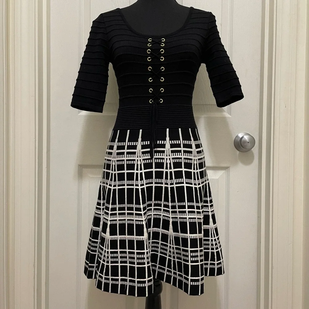 Candie's | Dresses | Candies Fit Flare Knit Skater Dress Lace Up Black White Xs Y2k Officewear Chic | Poshmark Candie's | Dresses | Candies Fit Flare Knit Skater Dress Lace Up Black White Xs Y2k Officewear Chic | Poshmark